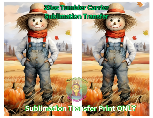 Fall Scarecrow Transfer, Sublimation Transfers,  Sublimation Transfer,  Sublimation Print,  20oz Tumbler Carrier Sublimation Transfer,  20oz Sublimation Tumbler Transfer,  Scarecrow Transfer