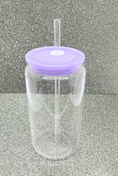 Glass Can Plastic Lid  Glass Can  Cup Blanks  Colorful Glass Can Lids  Blank Cups  16oz Glass Can