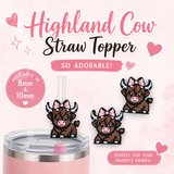 Highland Cow Straw Topper | 3D Printed Charm | Tumbler Accessories | 8mm | 10mm