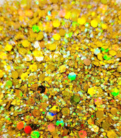 Gold Glitter, Glitter, Chunky Mix Glitter, Gold Chunky Glitter, Holographic Glitter