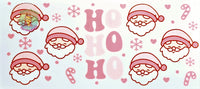 UV DTF Wraps  UV DTF Decals  UV DTF  Tumbler Decals  Glass Can Wraps  Christmas Pink HO HO HO  Christmas UV DTF  Retro Christmas UV DTF  Pink Christmas UV DTF