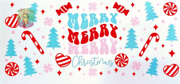 UV DTF Wraps  UV DTF Decals  UV DTF  Tumbler Decals  Retro Christmas UV DTF  Pink Christmas UV DTF  Glass Can Wraps  Christmas UV DTF  Christmas Candies UV DTF Wrap
