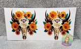 UV DTF Wraps  UV DTF  Tumbler Decals  Glass Can Wraps  3D Sunflower Cow Skull