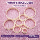 Circle Cookie Cutter Set | 3D Printed Round Cutters | Set of 9
