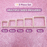 Square Cookie Cutter Set | 3D Printed Square Cutters | Set of 5
