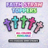 Faith Straw Topper Cross 8mm Straw | Christian Tumbler Accessory | Faith Cup Charm | Religious Gift | Cross Topper