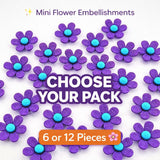 Mini Flower Embellishments | 3D Printed Flowers | Foam Clay Accessories | Tumbler Topper Pieces | DIY Craft Supplies | Resin Crafts | Purple