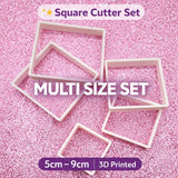 Square Cookie Cutter Set | 3D Printed Square Cutters | Set of 5