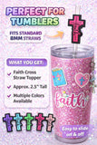 Faith Straw Topper Cross 8mm Straw | Christian Tumbler Accessory | Faith Cup Charm | Religious Gift | Cross Topper
