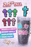 Faith Straw Topper Cross 8mm Straw | Christian Tumbler Accessory | Faith Cup Charm | Religious Gift | Cross Topper