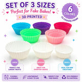 3D Cupcake Liners Set of 3 Sizes, Fake Bake Supplies - Foam Clay Accessories