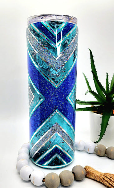 30 oz Blue and Silver Glittered Camo Tumbler > MyEBooth